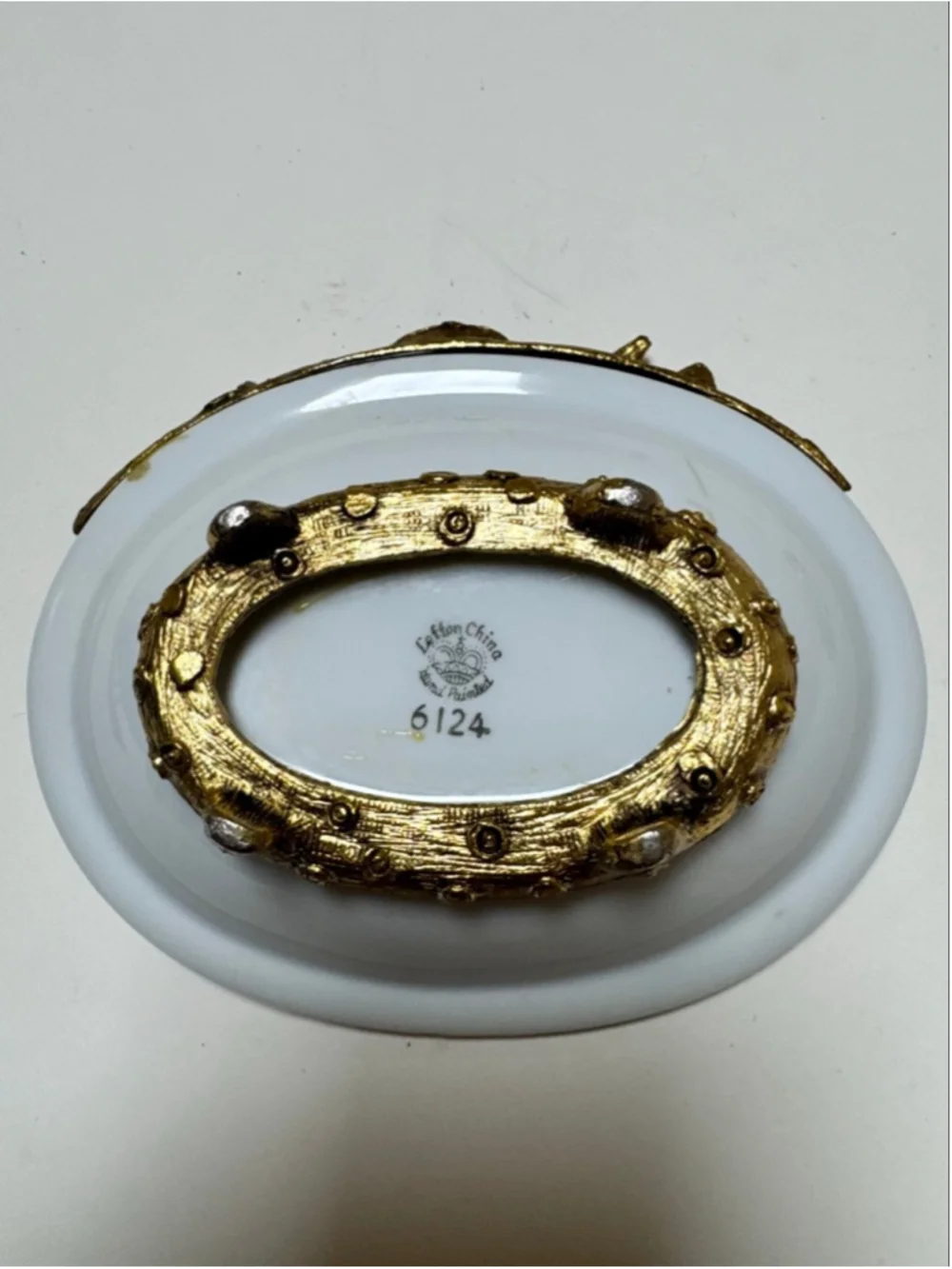 Lefton China White and Gold Bird Bath Vanity Hollywood Regency- 3 pc Set